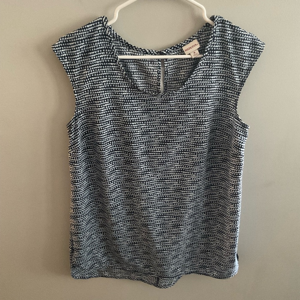 Merona Navy and White Striped Blouse